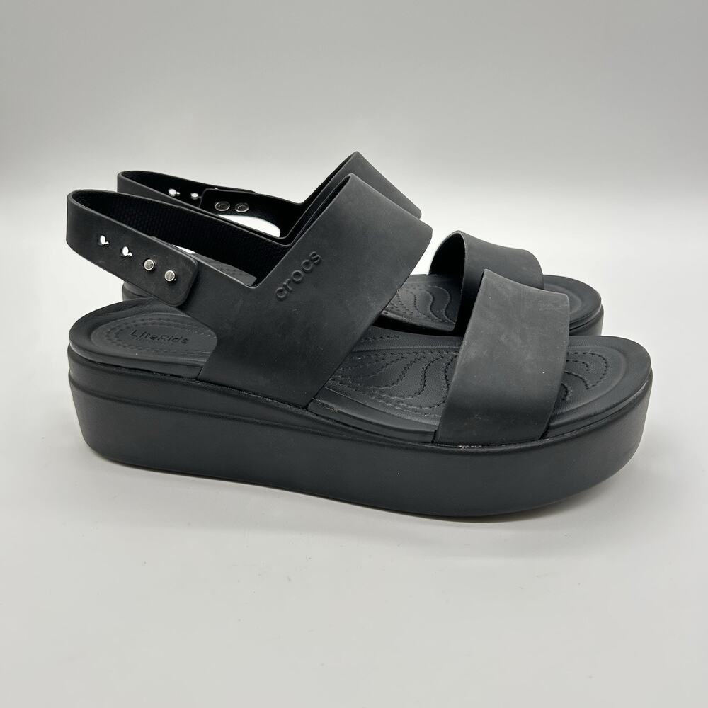 Crocs Brooklyn Low Wedge Platform Sandals Women's 9 Black Comfort Whimsigoth
